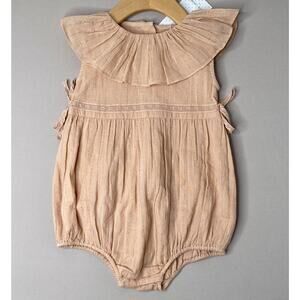 NWT Louis Louise Dusty Pink Lurex Stripe Enchantée Bubble Romper Girls 2 Yrs